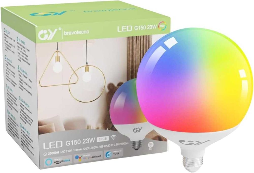 Интелигентна LED крушка G150 –23W, RGB,бяла, Smart Life,Alexa и Google