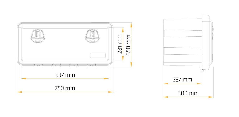 DAKEN JUST сандък кутия за инструменти за ремарке 750x350x300mm 48l
