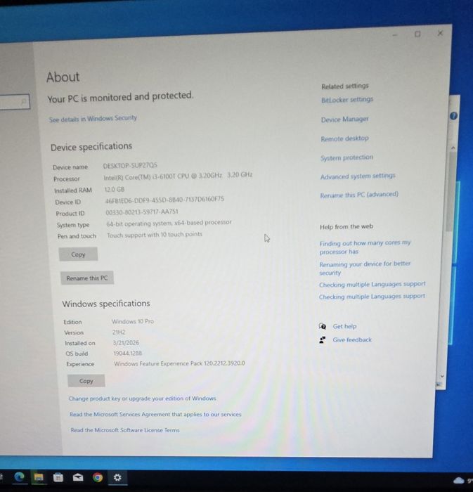 PC Lenovo all in one i3 12GB Ram