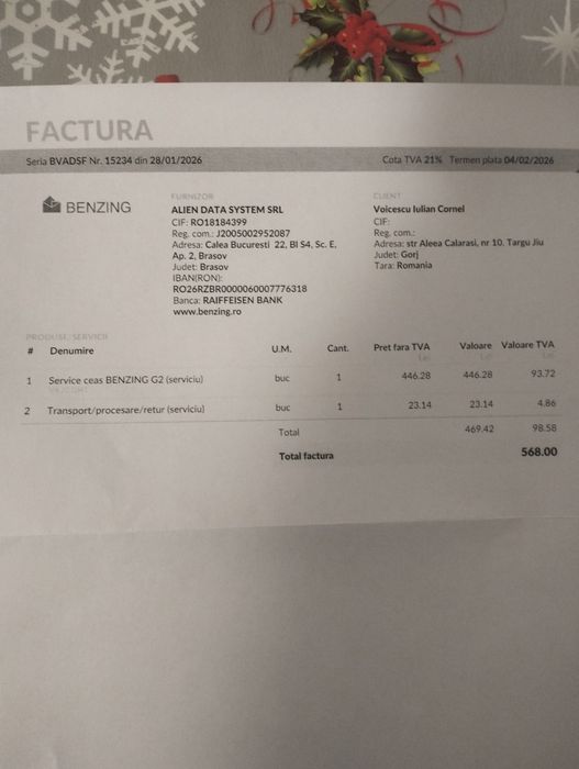 Ceas benzing G2 ca și nou