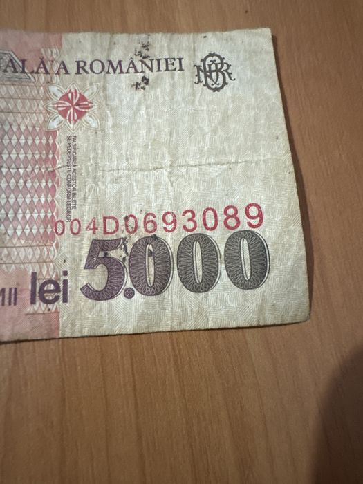 Vand bancnota 5000 lei 1998 seria 004