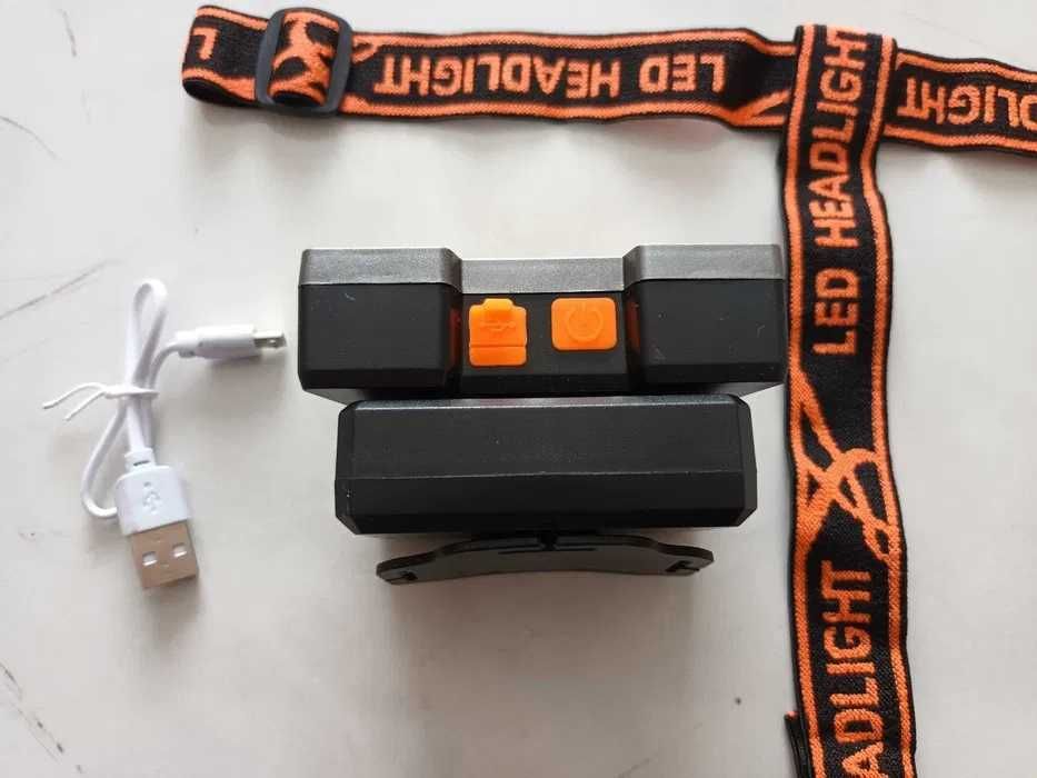 Мощен LED фенер, челник 5 LED светлини, акумулаторен фенер за глава