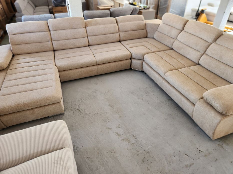 NOU Coltar U form, CAPPUCCINO/GRI, stofă, extensibil