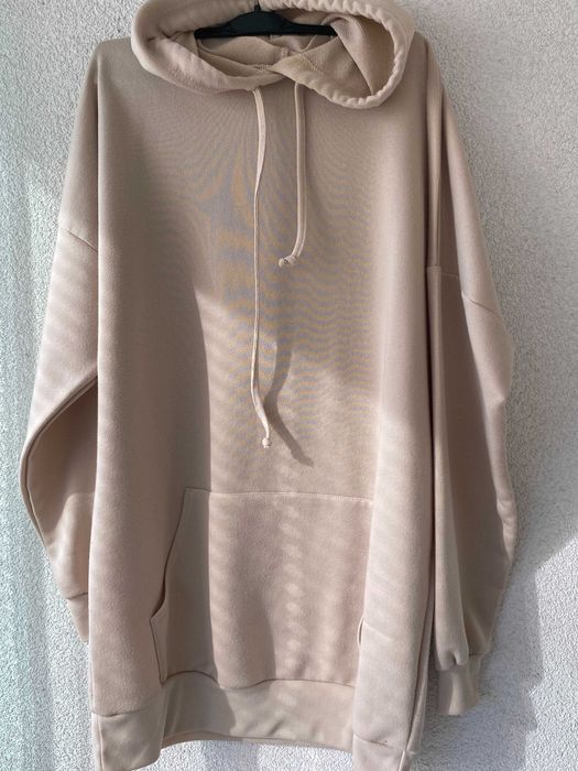 Hanorac lung/gen rochie, buzunare, gluga, bej, nou, S/M, 'Answear.ro'