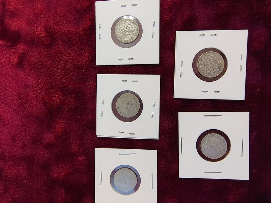 Lot 5 monede Argint Marea Britanie /6 Pence--1920--26