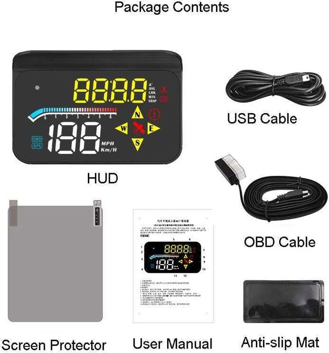 zalati HUD дисплей GPS/OBD за предно стъкло с USB