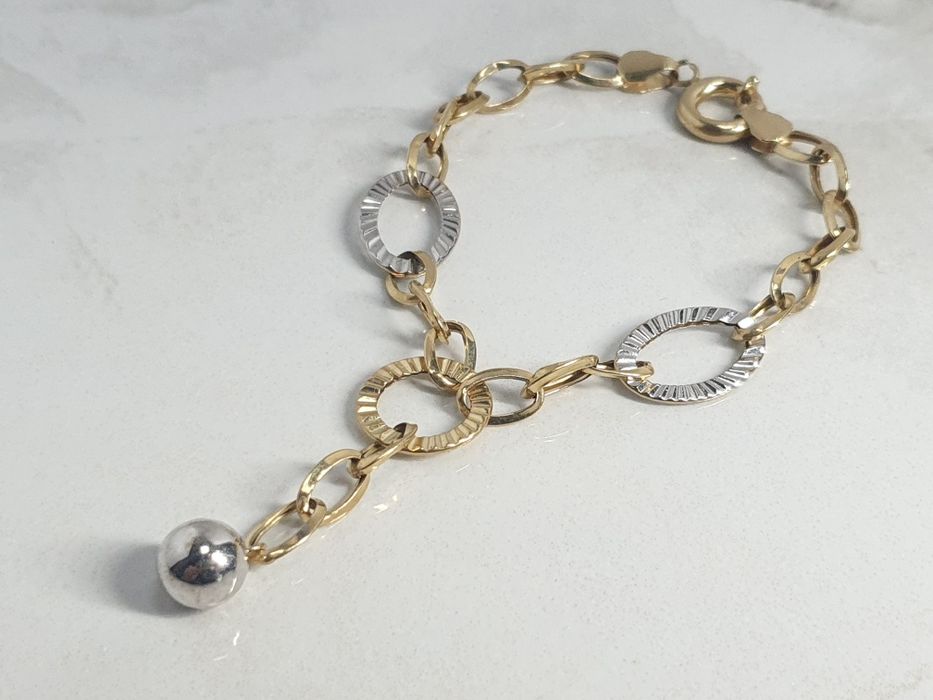 Brățară din aur de 14K – aur galben cu aur alb – 18,5 cm – 3,93 g