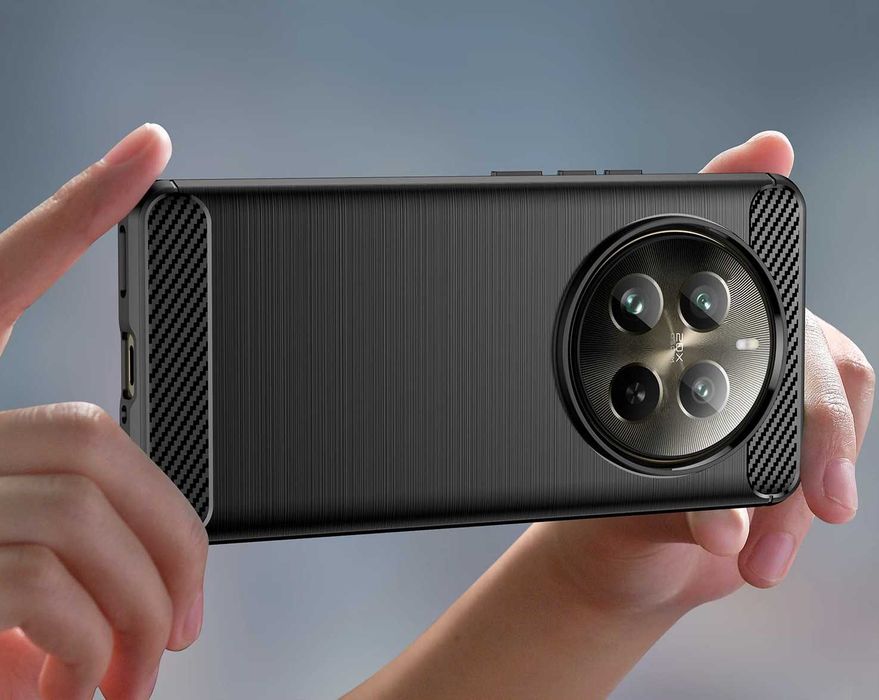 Realme 12 5G / 12X / 12 Pro - Удароустойчив Кейс Гръб CARBON
