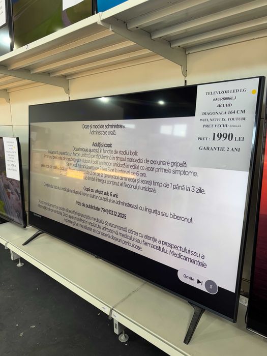 Televizor LED LG, 164cm, Smart, GARANTIE 2 ANI