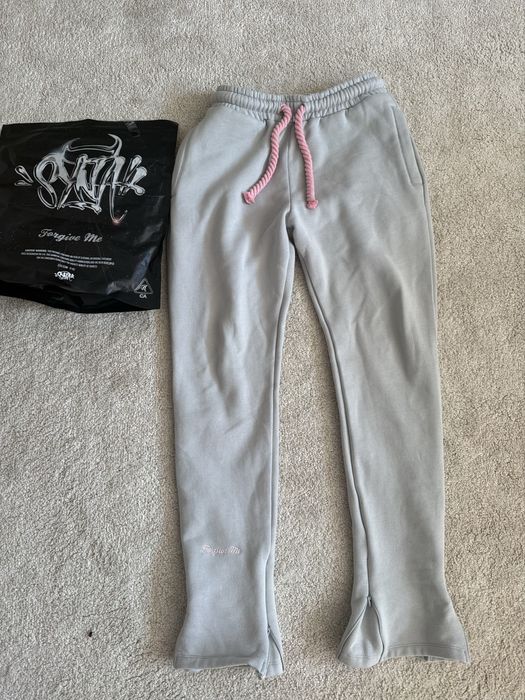 Pantaloni syna word gri cu roz marime L