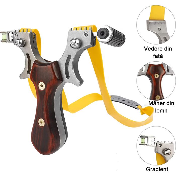 Set prastie cu laser si 100 bile metalice 11.5 cm, boloboc, maner lemn