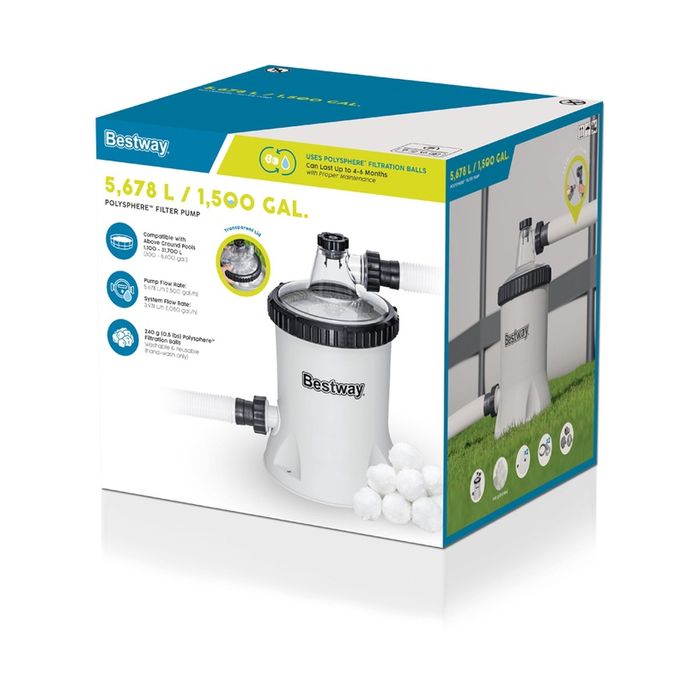 Филтърна помпа тип пясъчна за басейни, Bestway 5678 л/ч, с филтриращи топки. Нови, гаранция 2г