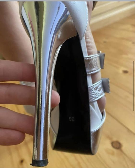 Sandale Mexton alb cu argintiu