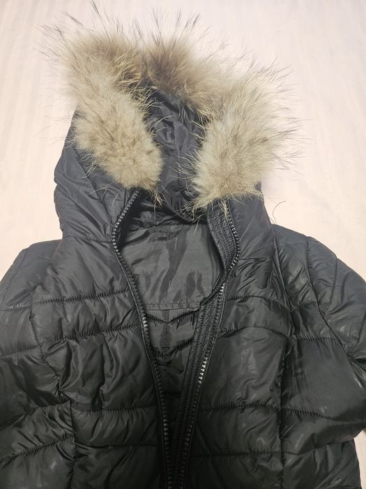 Зимно яке с качулка и пух с подарък дълъг елек