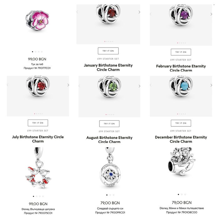 Талисмани Пандора гривни Pandora charms