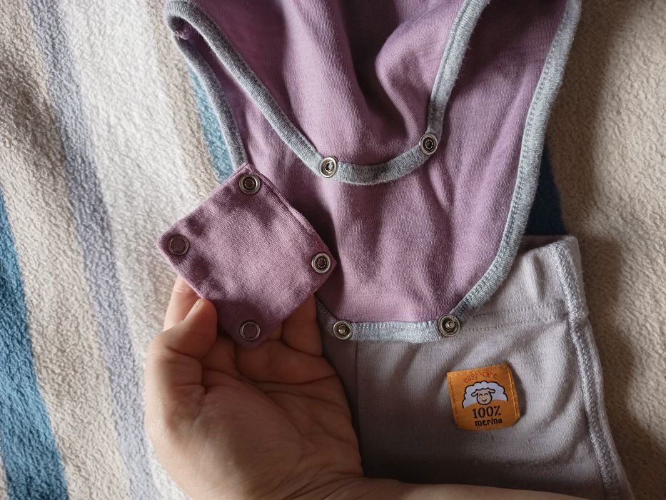 Бебешки комплект боди и панталон от 100% мерино вълна за 6-9м /74-80см