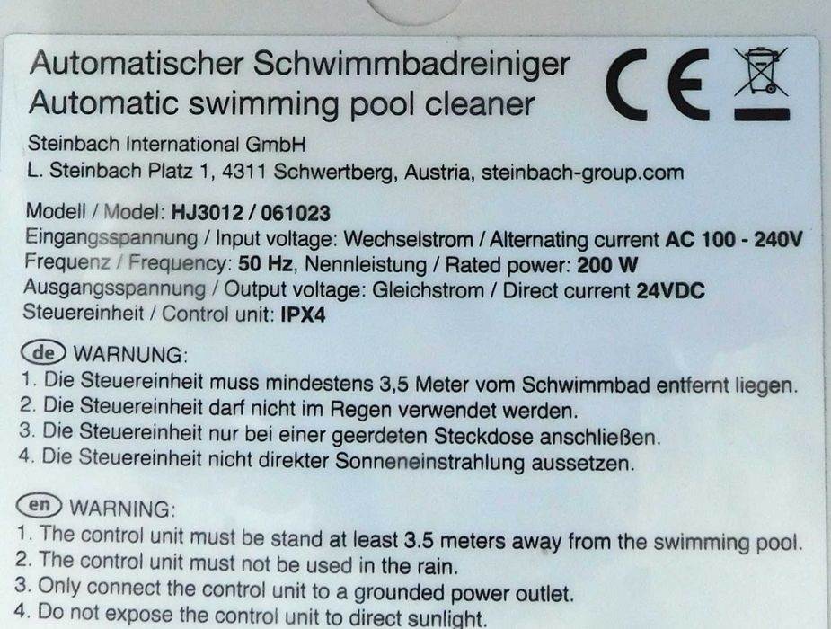 Aspirator, robot de curatat piscina Steinbach ( ! DEFECT, PT PIESE)