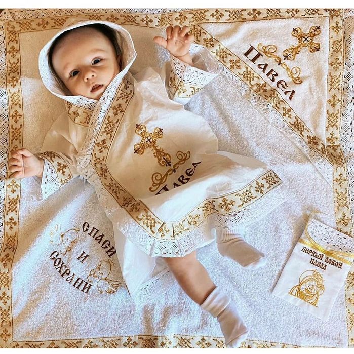 Крестильный наряд рубашка платье Полотенце