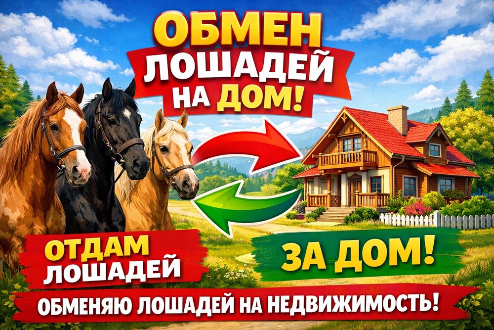 Обменяю лошадей на дом или квартиру в Астане или Косшы.