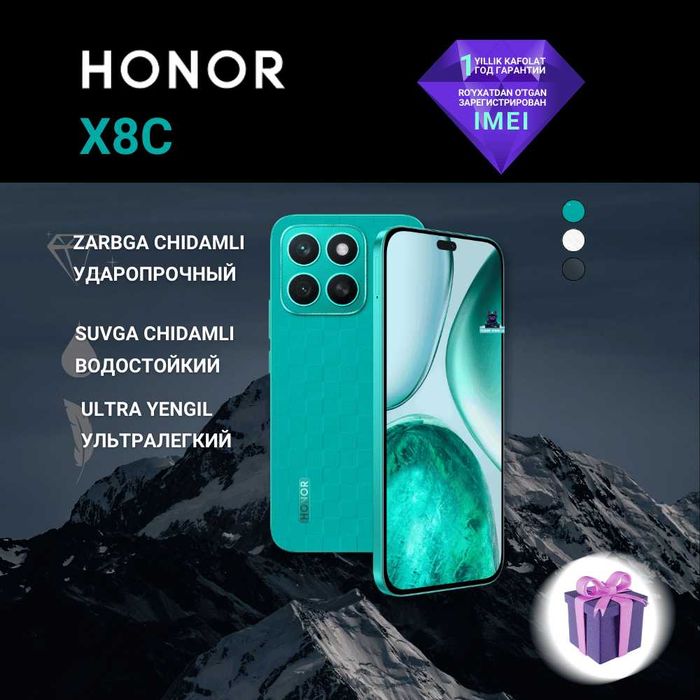 Honor X8c 8/128GB smartfon yangi pachka imeyka utgan SHIVAKI dokonida
