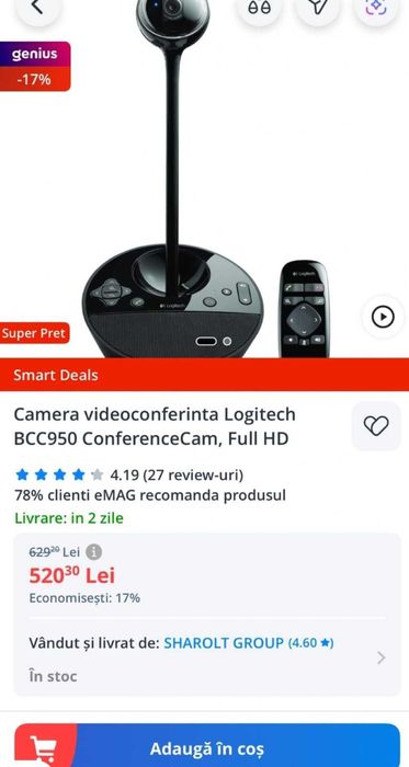 Camera Videoconferinta Logitech BCC950 / NOU *Krom Amanet Margeanului*