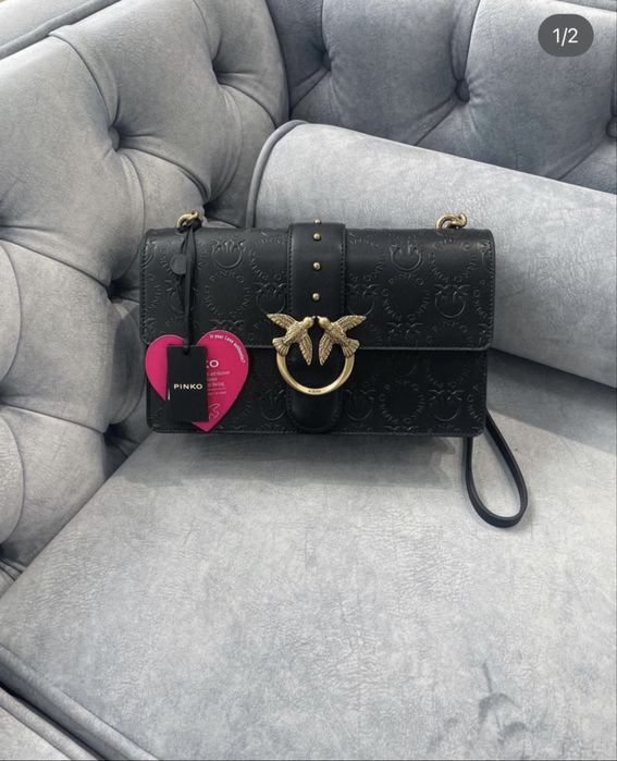 PINKO оригинална чанта от естествена кожа с кутия и противопрахова