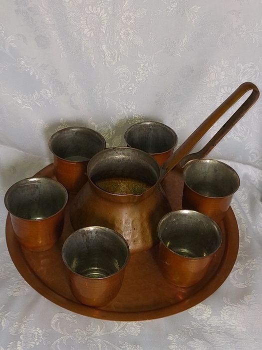 Стар Меден Сервиз за - Кафе , Вино, Ракия - 8 части