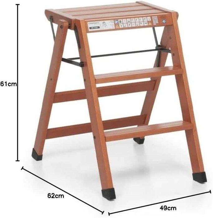 Foppapedretti Tialzo – Scaun pliabil 3 trepte, lemn masiv de fag 150kg