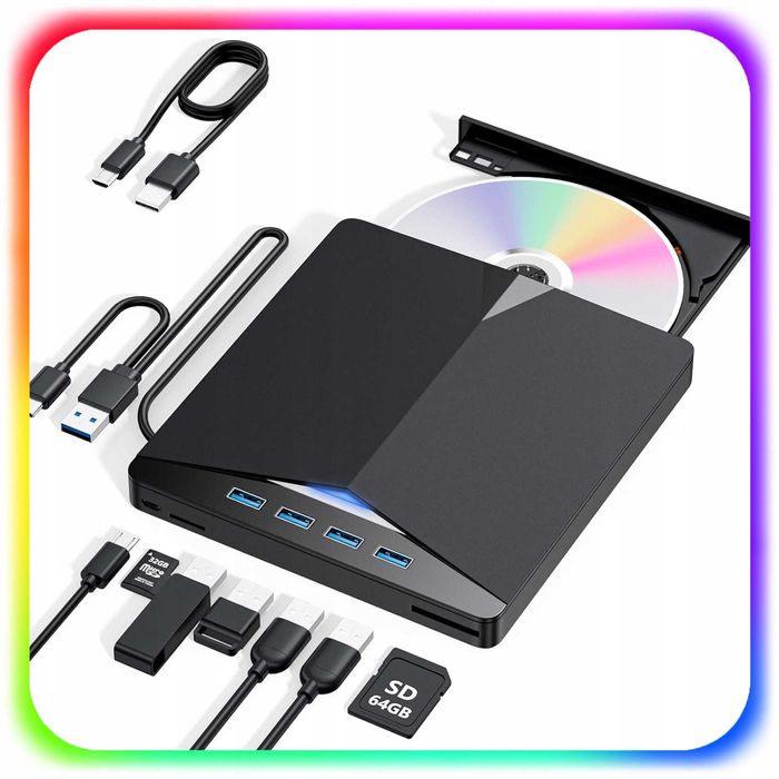 Преносимо външно оптично устройство USB DVD/CD записвачка/плеър 7в1