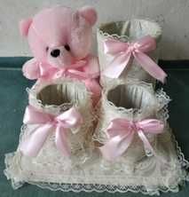 Детский органайзер -розовый мишка с бочонками, размер 24 см х 24 см