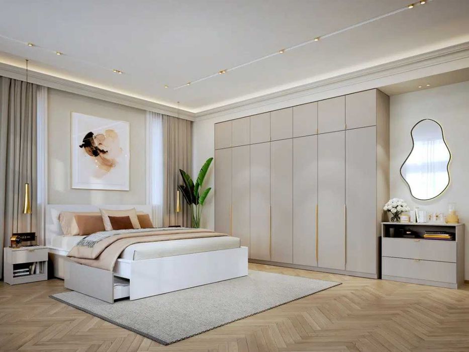 Dulap dormitor haine Inalt Bej/casmir 287 cm Auris C1