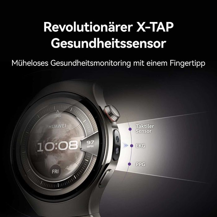 Нов Смарт Водоустойчив Часовник Huawei Watch 5, Rates-L19F, Черен, 2 години Гаранция