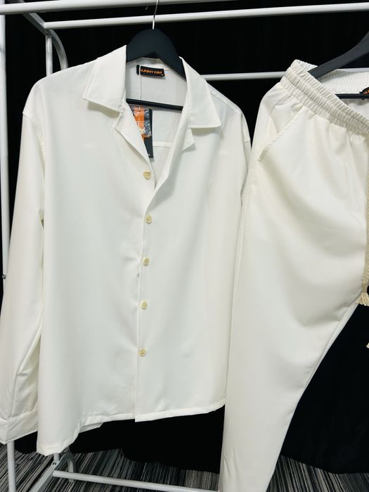 Set barbati crem camasa + pantaloni outfit vara casual elegant premium