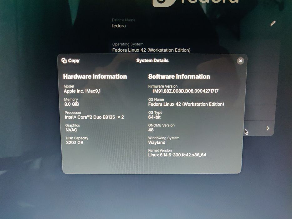 iMac Early 2009 20” Intel E8135 2.66GHz 8Gb 320Gb