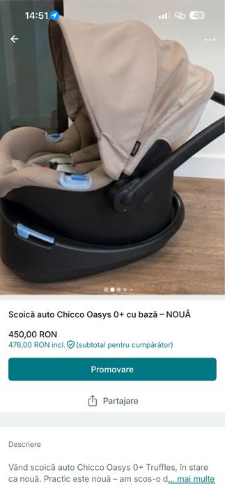 Scaun auto Chicco Oasys Truffles 0luni+