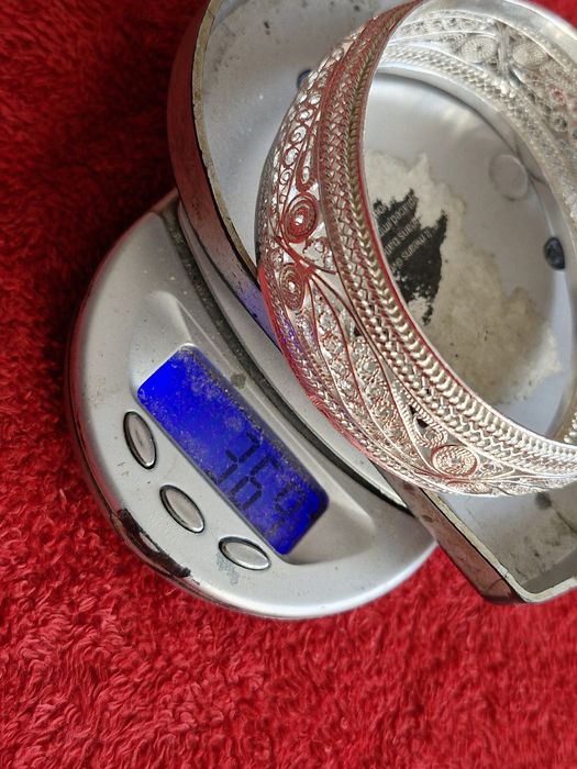 Уникална сребърна гривна филигран 37гр.-100годишна