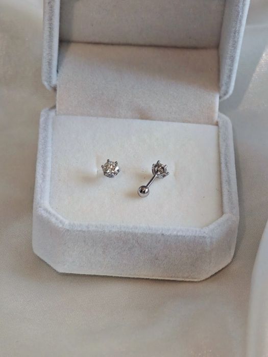 Labret cercei 0.3ct x 2 piatra Moissanite tip diamant Argint 925