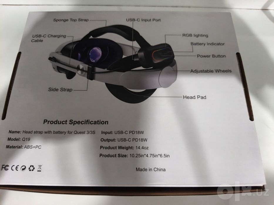 Крепление для Oculus Quest 3 и 3s с магнитной батареей 10000 mAh