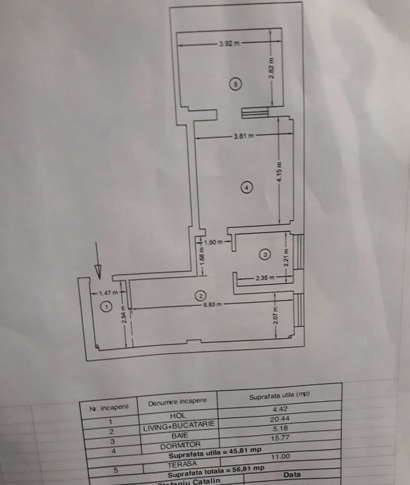 Vand apartament 2 camere, mobilat , 56m² , parcare inclusa