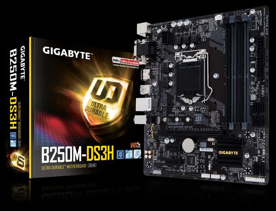 GIGABYTE B250M-DS3H 1151 soket DDR4 holati ideal + garantiya