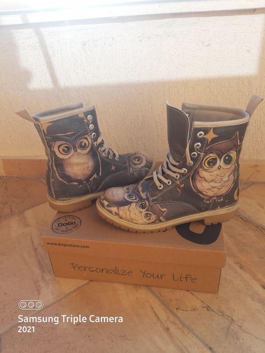 Боти Dogo с бухали , естествена кожа ; ръчно рисувани 39 номер