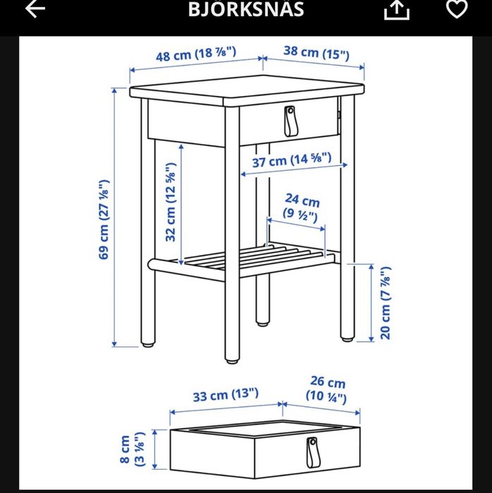 Pat bjorksnas ikea cu somiera , saltea si noptiere