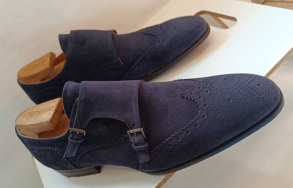Pantofi monk 44 44.5 de lux GREVE NOI lucrati manual piele naturala