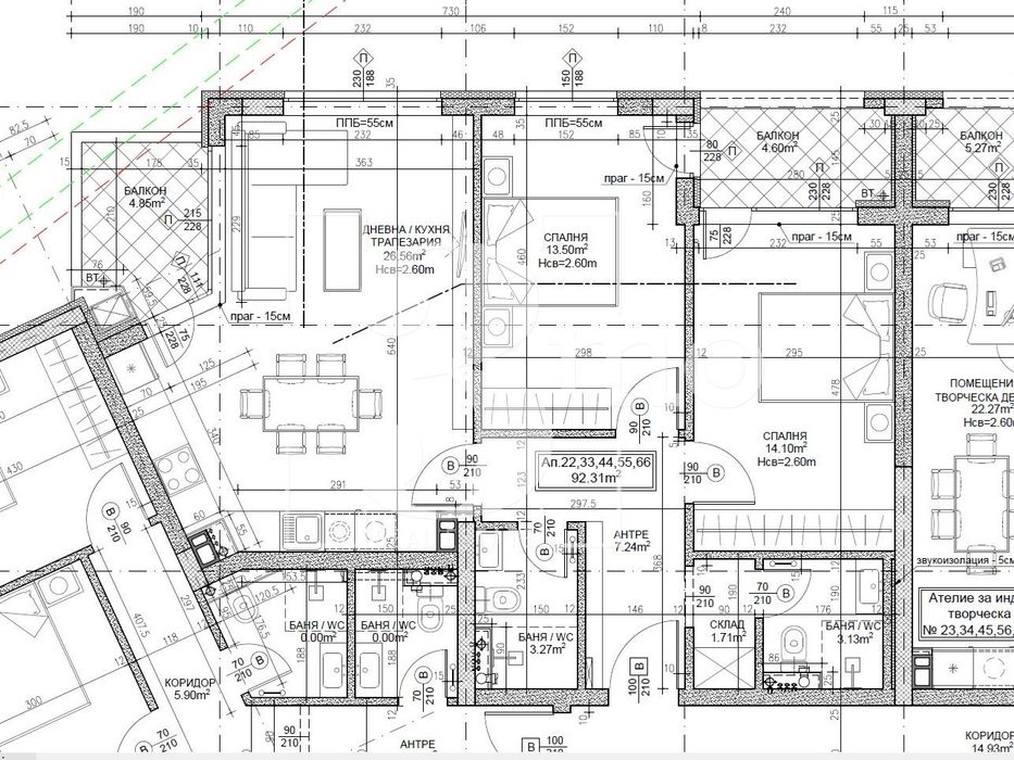 Продава се Тристаен апартамент в София, Дружба 2 - 111 кв.м за 2397 €/кв.м - Снимка #6