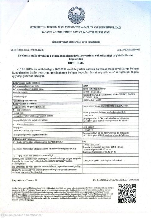 Boka shahrida bobr kocha 18 uy sotiladi