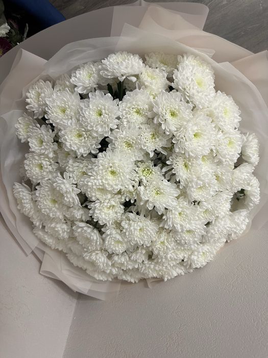 Цветы 101 шт белые хризантемы