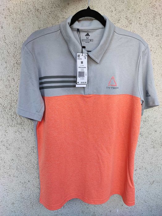 Tricou Polo Adidas Golf Nou cu etichetă, mărimea M, gri/coral