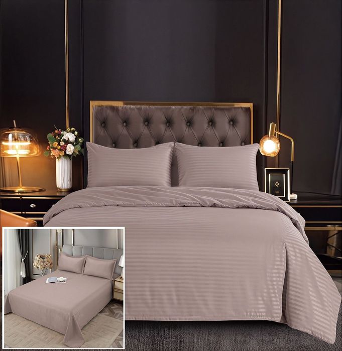 Lenjerie Damasc Shaparova Df002, Damasc, 6 Piese, Fara Elastic, Bej