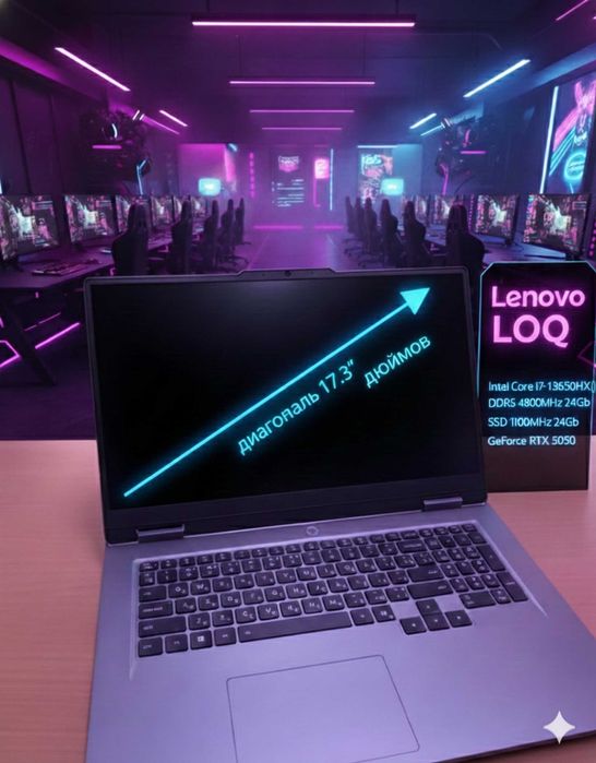 Абсолютно новый ноутбук Lenovo LOQ 17irx10, 17.3 диагональ, RTX 5050