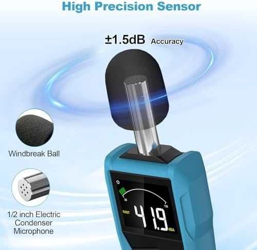 DURFICST шумомер 30-130dB с цветен LCD дисплей